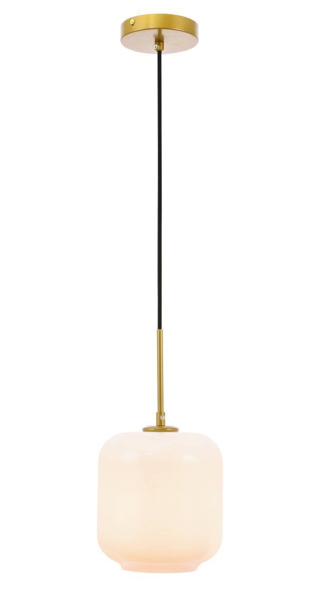Collier 1 light Brass and Frosted white glass pendant