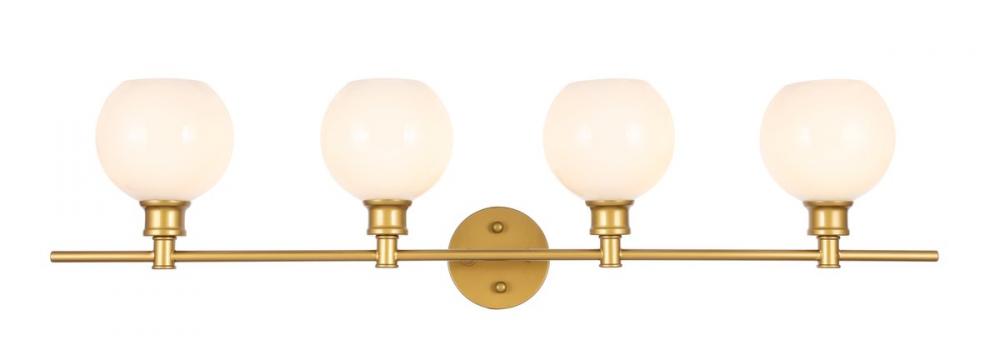 Collier 4 Light Brass and Frosted White Glass Wall Sconce