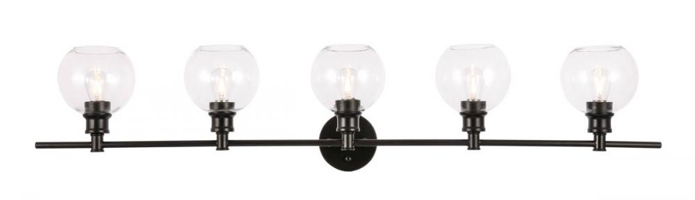 Collier 5 Light Black and Clear Glass Wall Sconce