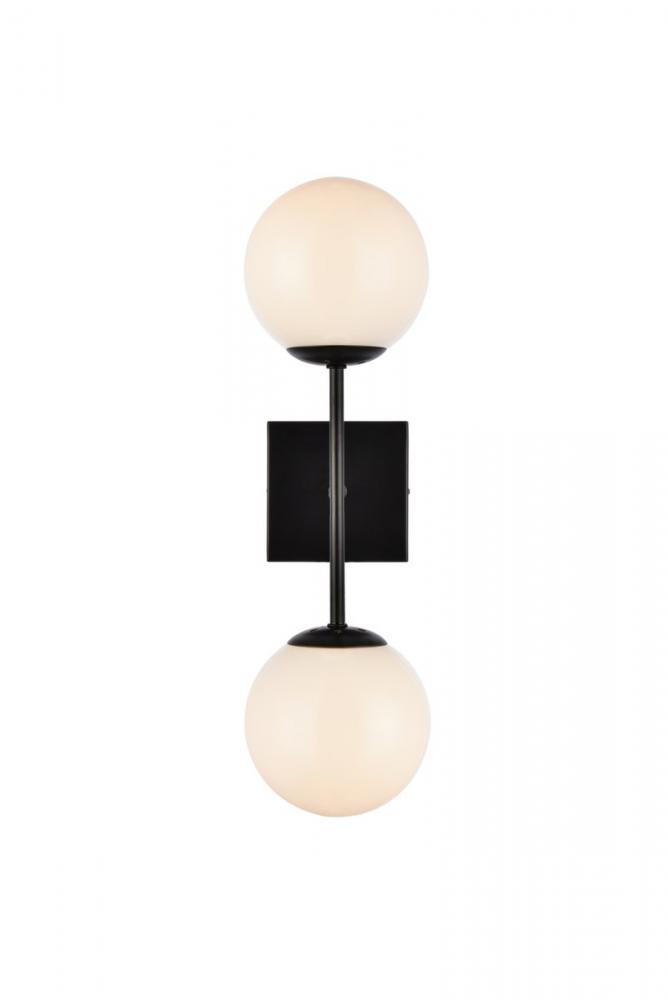 Neri 2 Lights Black and White Glass Wall Sconce
