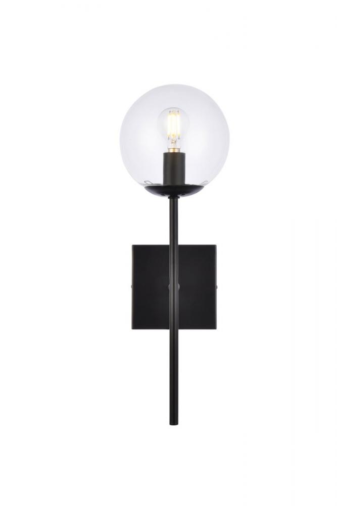 Neri 1 Light Black and Clear Glass Wall Sconce