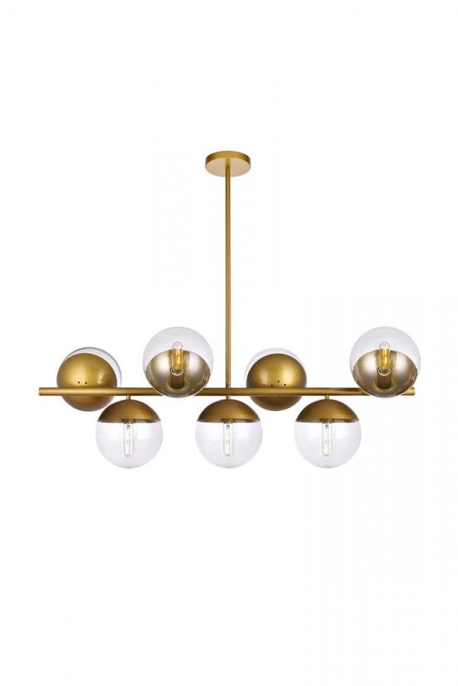Eclipse 7 Lights Brass Pendant with Clear Glass