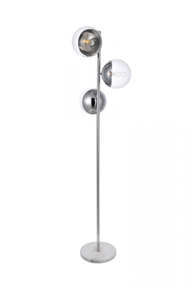 Eclipse 3 Lights Chrome Floor Lamp with Clear Glass