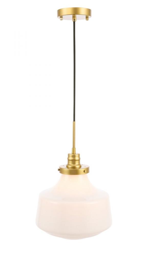 Lyle 1 Light Brass and Frosted White Glass Pendant