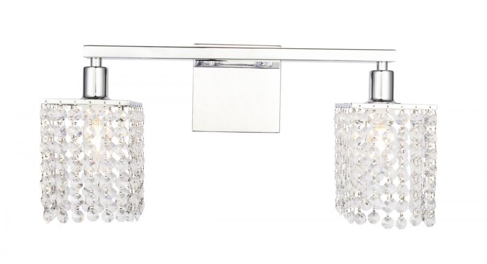 Phineas 2 Light Chrome and Clear Crystals Wall Sconce