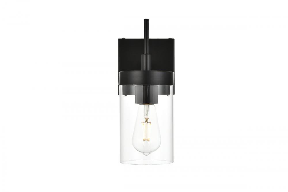 Benny 1 Light Black and Clear Bath Sconce