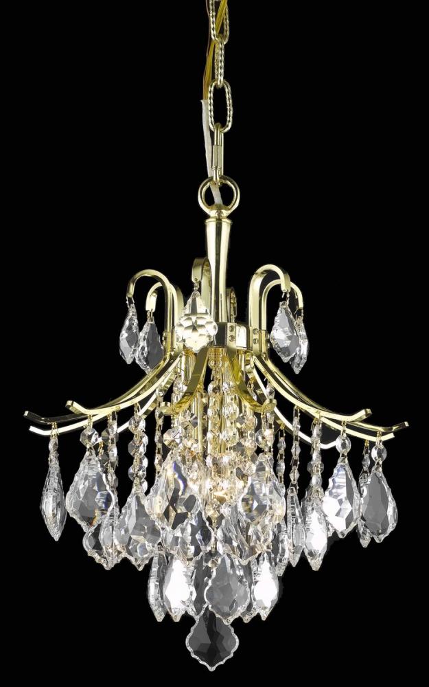 Amelia Collection Pendant D12in H15in Lt:3 Gold Finish
