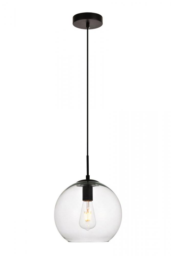 Placido Collection Pendant D9.8 H9.8 Lt:1 Black and Clear Finish