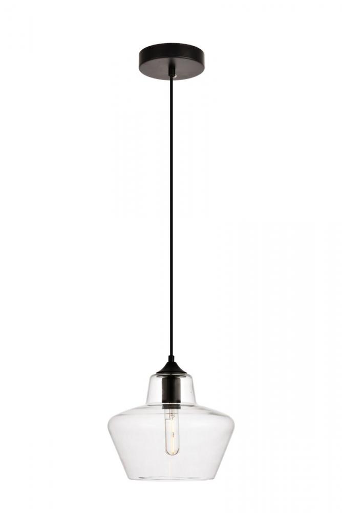 Placido Collection Pendant D9.8 H9.3 Lt:1 Black and Clear Finish