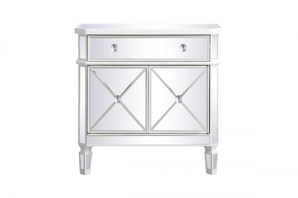 32 Inch Mirrored Cabinet in Antique White
