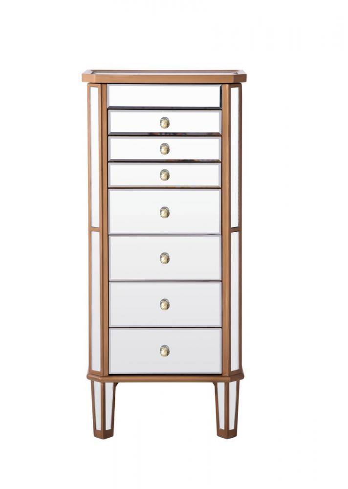 7 Drawer Jewelry Armoire 18 In.x12 In.x41 In. in Gold Clear