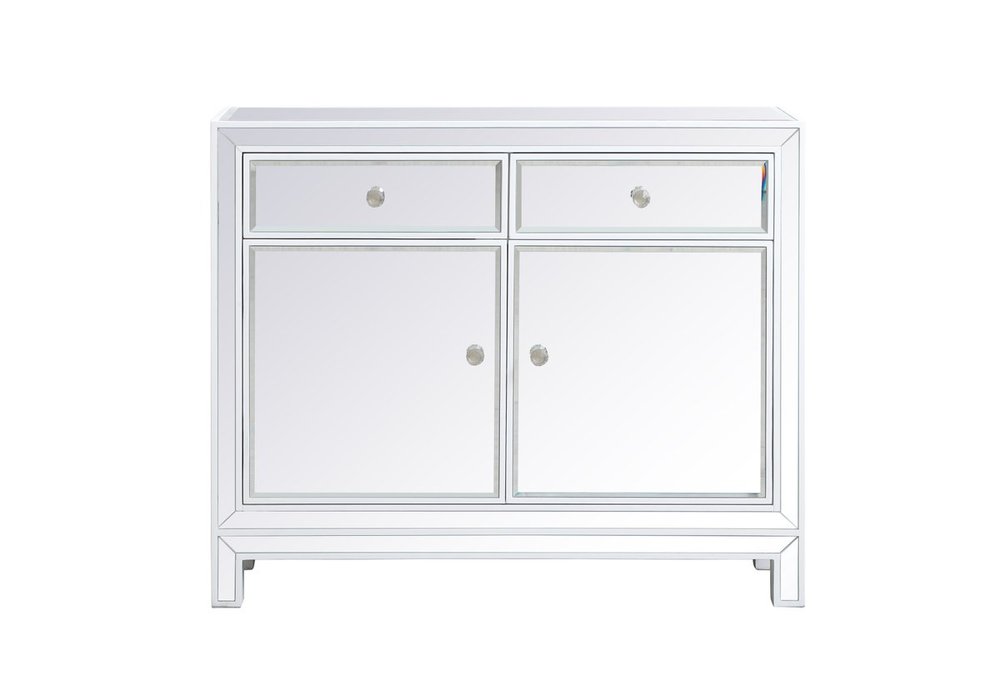 38 Inch Mirrored End Table in White
