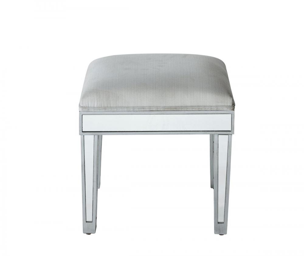 Dressing Stool 18in. Wx14in. Dx18in. H in Antique Silver Paint