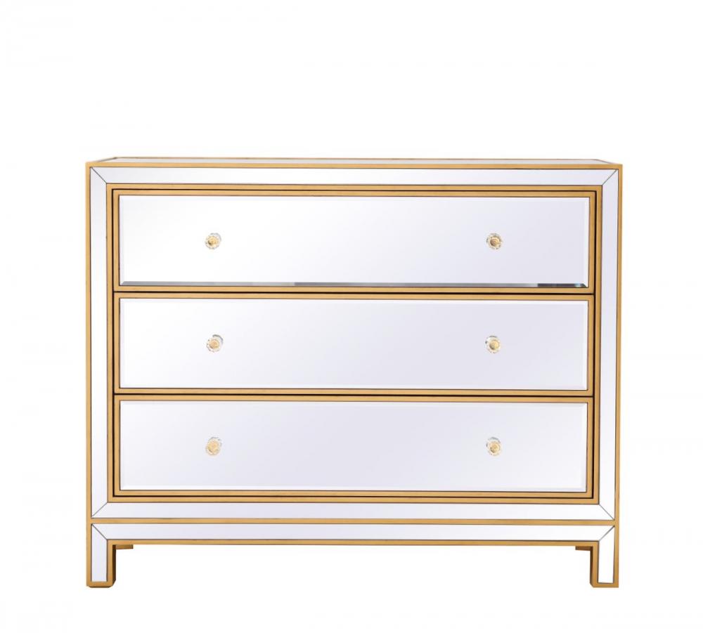 Chest 3 Drawers 40in. Wx16in. Dx32in. H in Gold