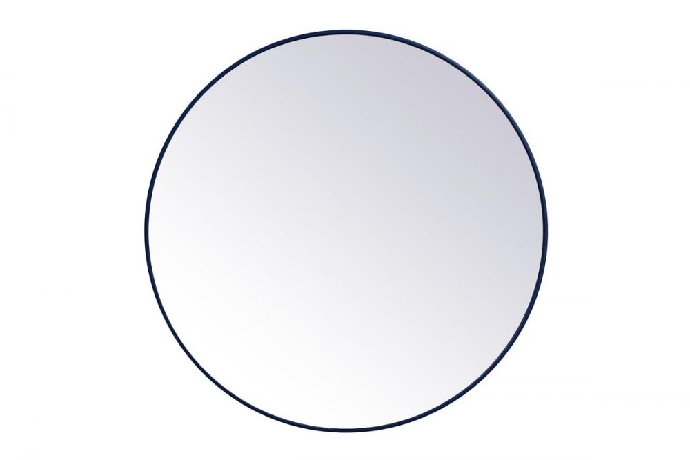 Metal Frame Round Mirror 45 Inch in Blue