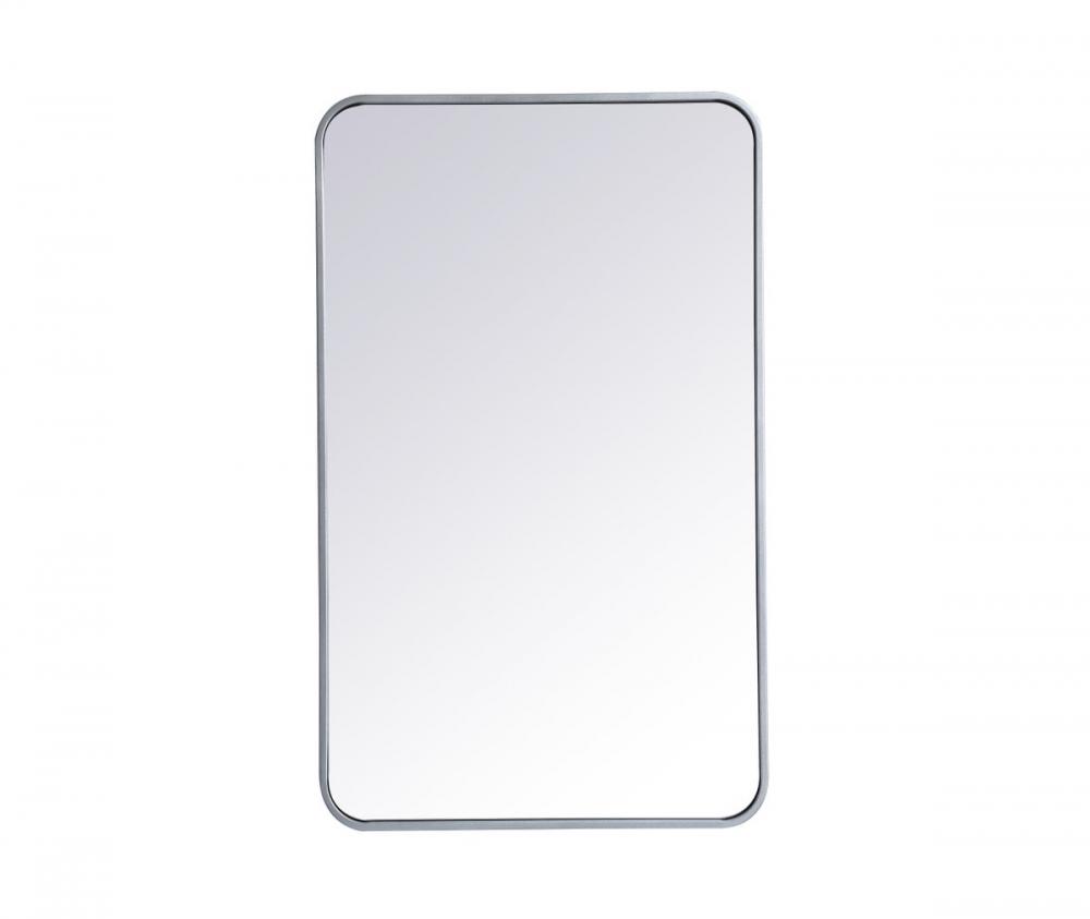 Soft Corner Metal Rectangular Mirror 22x36 Inch in Silver
