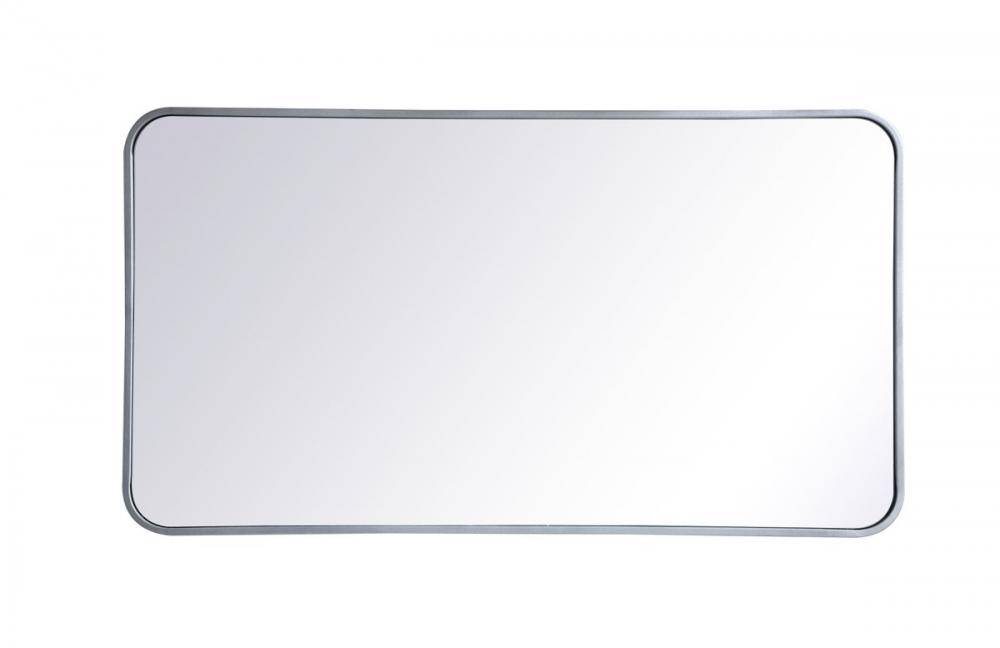 Soft Corner Metal Rectangular Mirror 22x40 Inch in Silver