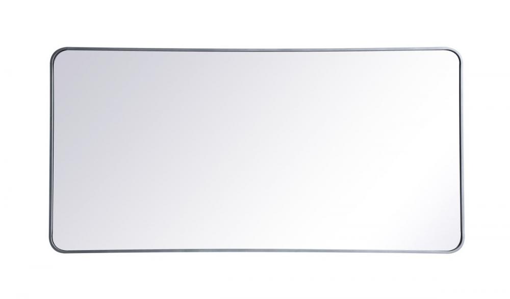 Soft Corner Metal Rectangular Mirror 30x60 Inch in Silver