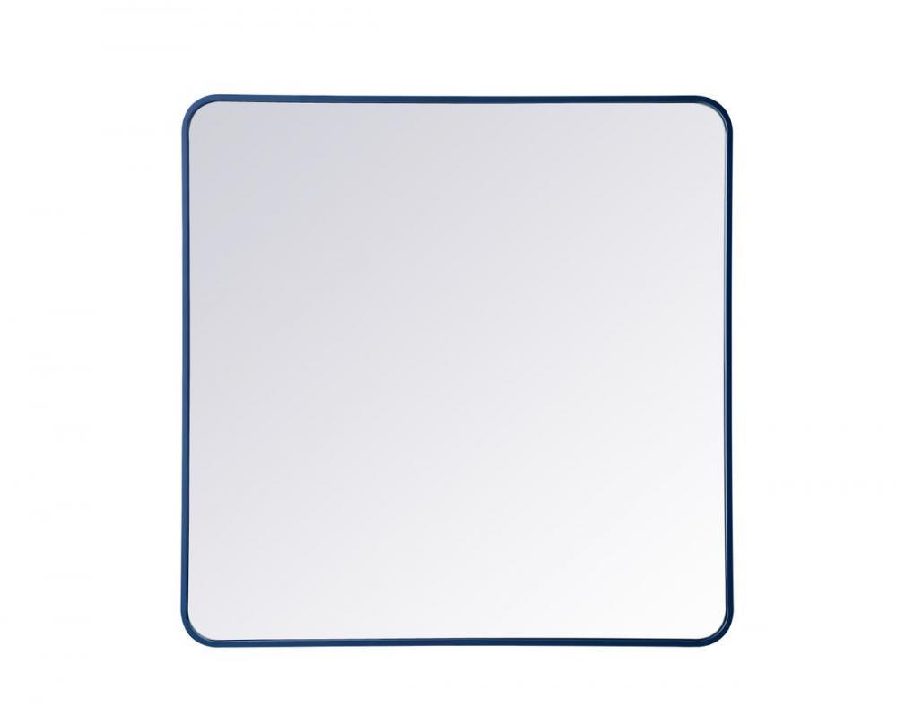 Soft Corner Metal Rectangular Mirror 36x36 Inch in Blue