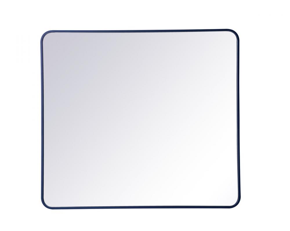 Soft Corner Metal Rectangular Mirror 36x40 Inch in Blue