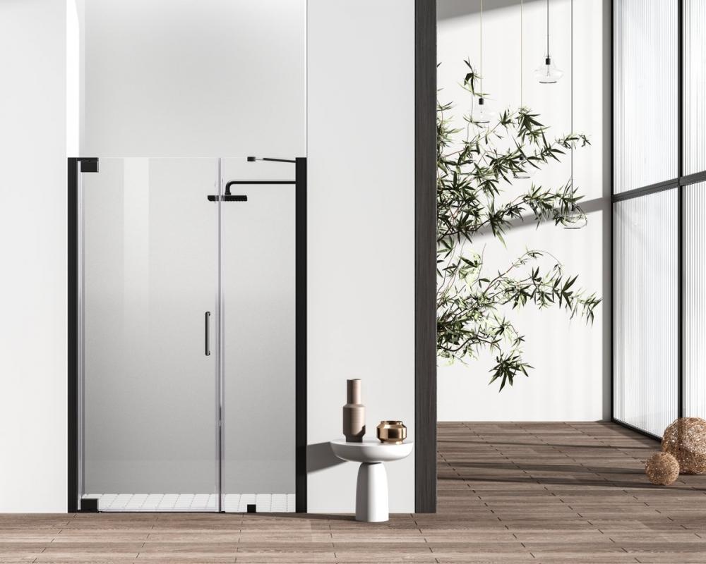 Semi-frameless Hinged Shower Door 48x72 Matte Black