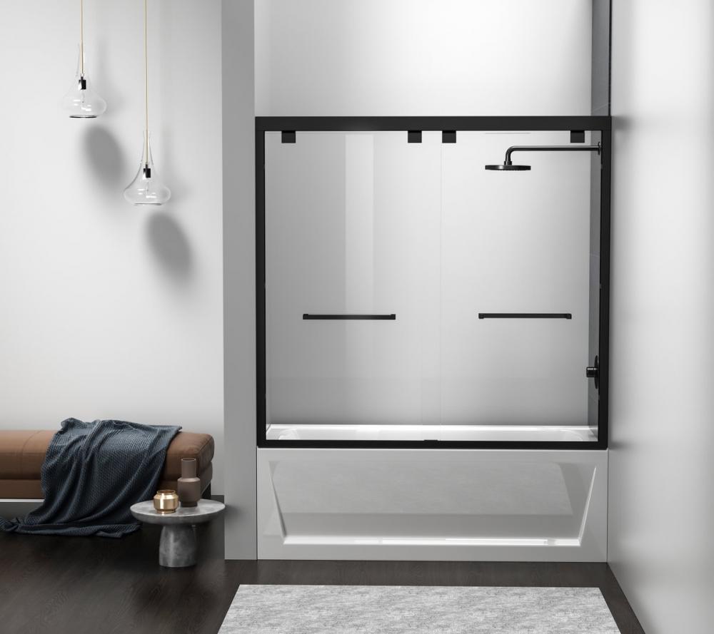 Semi-frameless Tub Door 60x60 Matte Black