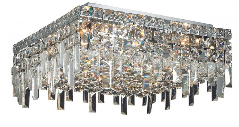 MaxIme 6 Light Chrome Flush Mount Clear Royal Cut Crystal