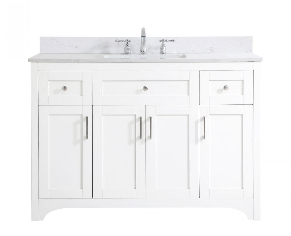 48 Inch Single Bathroom Vanity in White with Backsplash