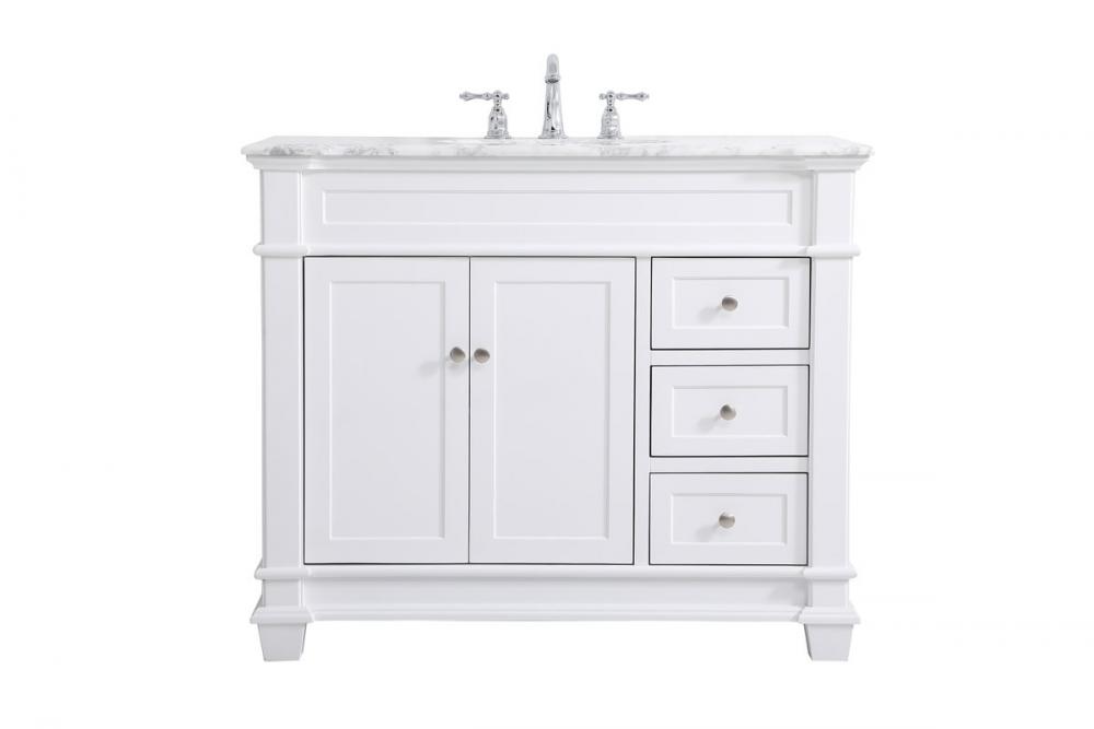 42 Inch Single Bathroom Vanity Set in White