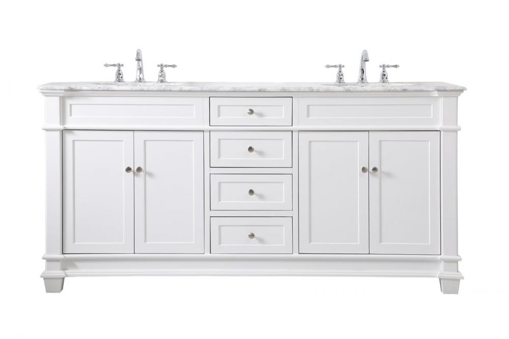 72 Inch Double Bathroom Vanity Set in White