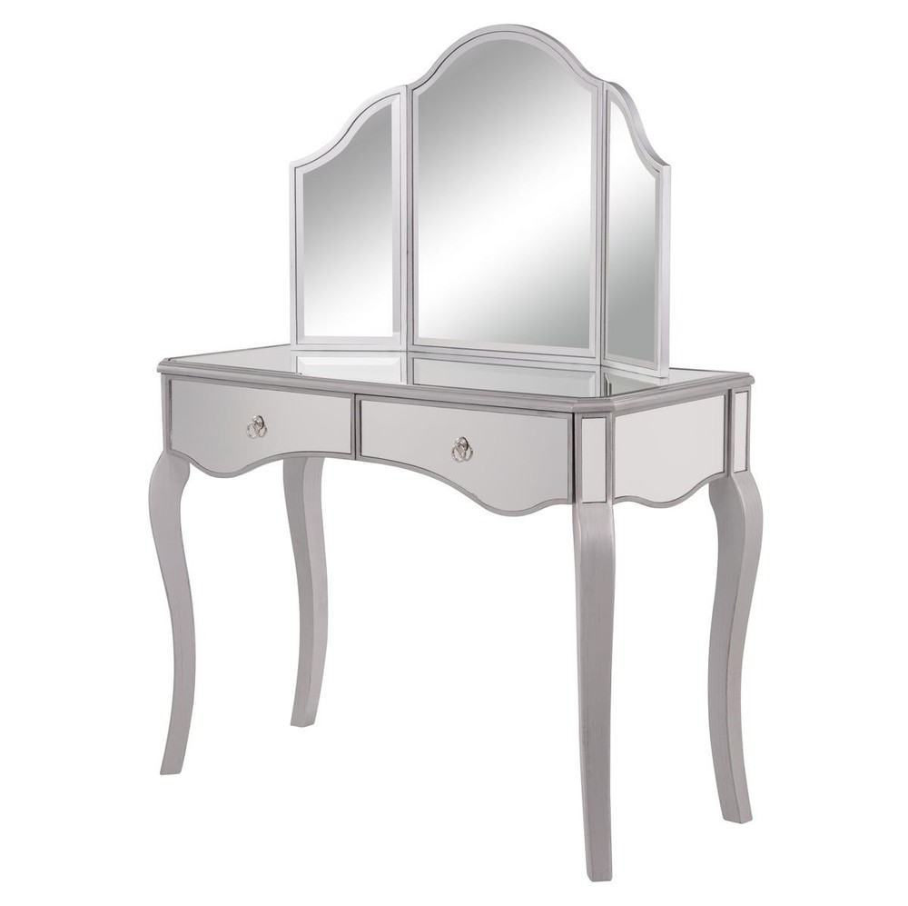 Vanity Table 42 in. x 18 in. x 31 in. and Mirror 37 in. x 24 in. 