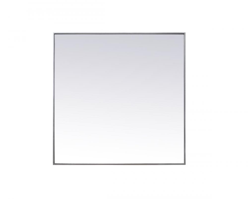 Metal Frame Square Mirror 42 Inch in Silver