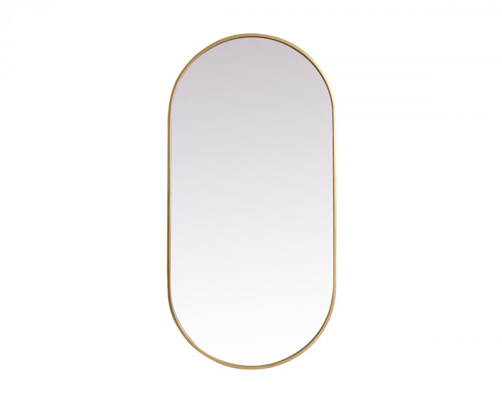 Metal Frame Oval Mirror 24x48 Inch in Brass