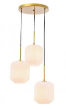 Elegant LD2275BR - Collier 3 Light Brass and Frosted White Glass Pendant