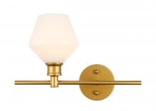 Elegant LD2301BR - Gene 1 Light Brass and Frosted White Glass Right Wall Sconce
