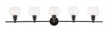 Elegant LD2326BK - Collier 5 Light Black and Clear Glass Wall Sconce