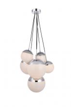 Elegant LD6094C - Eclipse 6 Lights Chrome Pendant with Frosted White Glass