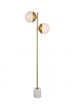 Elegant LD6114BR - Eclipse 2 Lights Brass Floor Lamp with Frosted White Glass