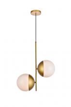 Elegant LD6120BR - Eclipse 2 Lights Brass Pendant with Frosted White Glass