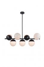 Elegant LD6134BK - Eclipse 7 Lights Black Pendant with Frosted White Glass