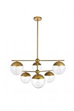 Elegant LD6145BR - Eclipse 6 Lights Brass Pendant with Clear Glass