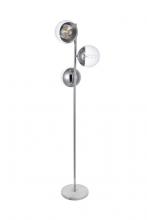 Elegant LD6161C - Eclipse 3 Lights Chrome Floor Lamp with Clear Glass
