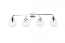 Elegant LD7037W38PN - Hanson 4 Lights Bath Sconce in Polished Nickel with Clear Shade