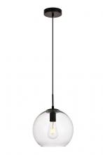 Elegant LDPD2113 - Placido Collection Pendant D9.8 H9.8 Lt:1 Black and Clear Finish