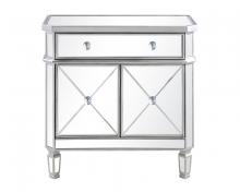 Elegant MF6-1002SC - 1 Drawer 2 Door Cabinet 32 In.x16 In.x32 In. in Silver Clear