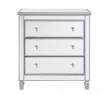 Elegant MF6-1019S - 3 Drawer Bedside Cabinet 33 In.x18 In.x32 In. in Silver Paint