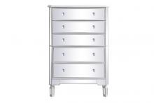 Elegant MF6-1026AW - 33 Inch Mirrored 5 Drawer Chest in Antique White