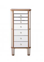 Elegant MF6-1103GC - 7 Drawer Jewelry Armoire 18 In.x12 In.x41 In. in Gold Clear