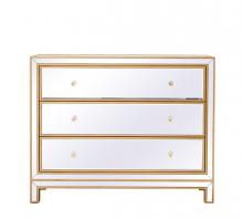 Elegant MF72019G - Chest 3 Drawers 40in. Wx16in. Dx32in. H in Gold