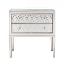 Elegant MF72045 - Nightstand 2 Drawers 34in. Wx16in. Dx34in. H in Antique Silver Paint